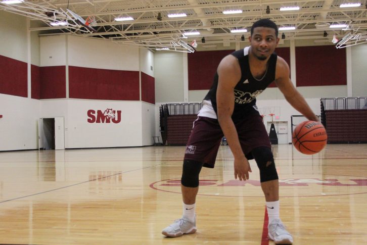 Co-captain and AUS first team all-star Kemar Alleyne on his home court in Saint Mary's University.