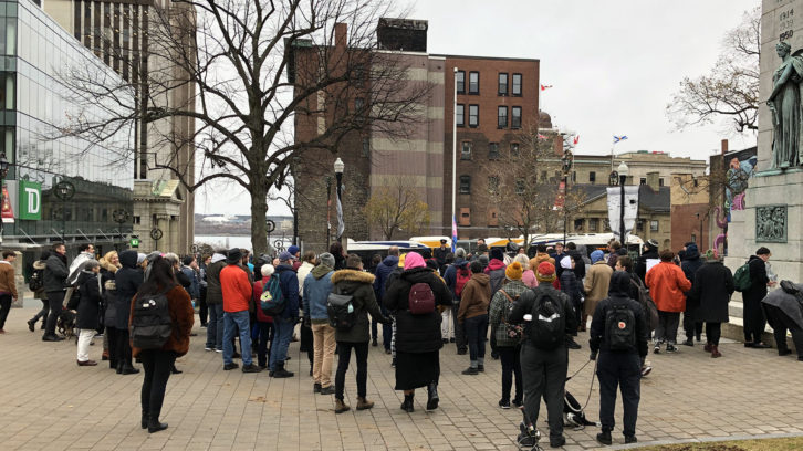 A crowd gathered Wednesday at Grand Parade in Halifax for the Transgender Day of Remembrance.