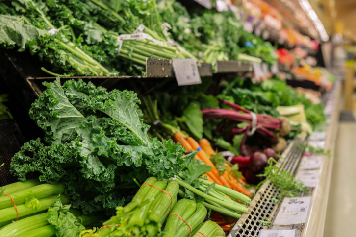 A grocery store's produce section.