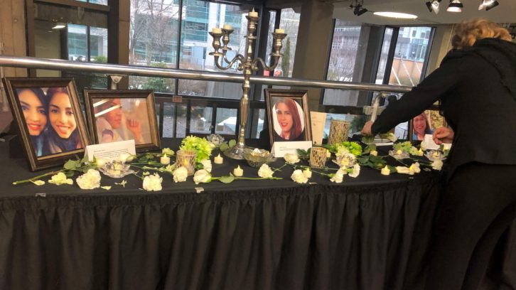Pictures of victims of Flight PS752 were displayed in Rebecca Cohn Auditorium.