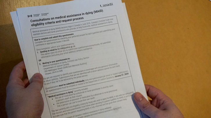 A new questionnaire about medically assisted death laws is open to all Canadians until Jan. 27.