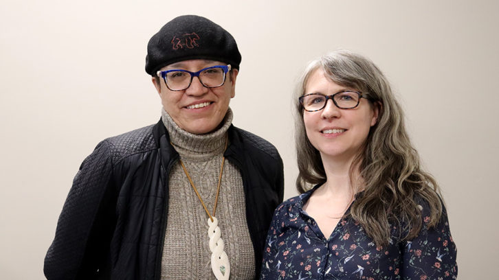Mi'kmaq poet and artist, Michelle Sylliboy, and Dal Reads chairperson Marlo MacKay.
