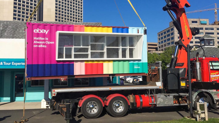 The eBay pop-up store that was placed on the waterfront last summer. Image provided by Saltbox Modern Engineered Spaces