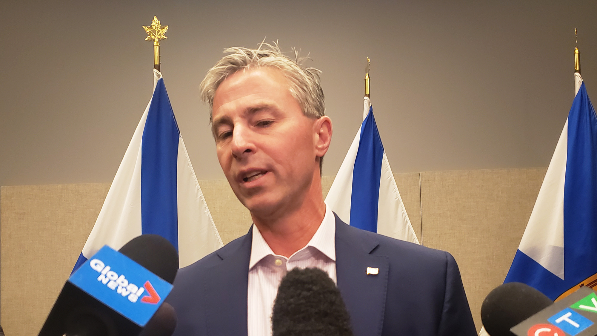 Nova Scotia Progressive Conservative leader, Tim Houston, speaks to members of the media Thursday morning. 