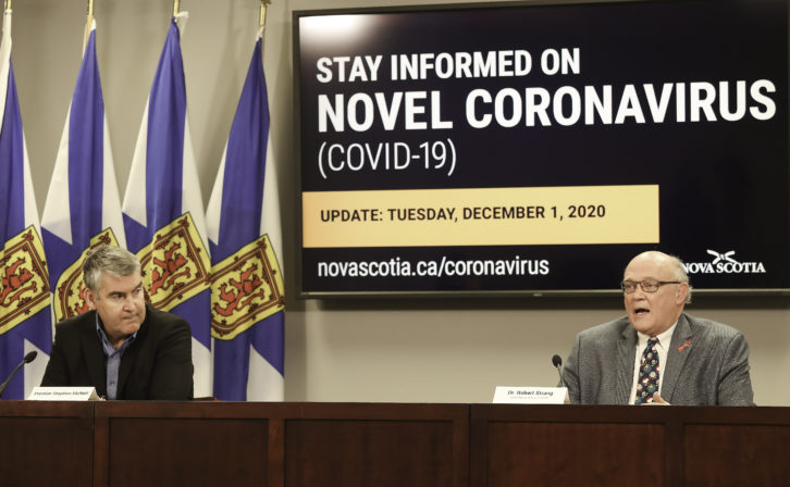 Premier Stephen McNeil and Chief Medical Officer of Health Dr. Robert Strang speak at Tuesday’s COVID-19 update.