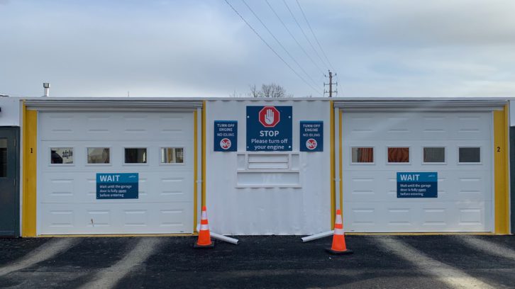 The drive-thru COVID-19 test clinic in Dartmouth. 