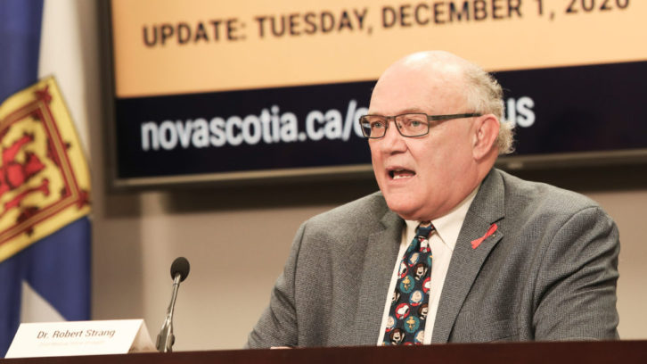 Chief Medical Officer of Health Dr. Robert Strang speaking at a COVID briefing on Dec 1, 2020.