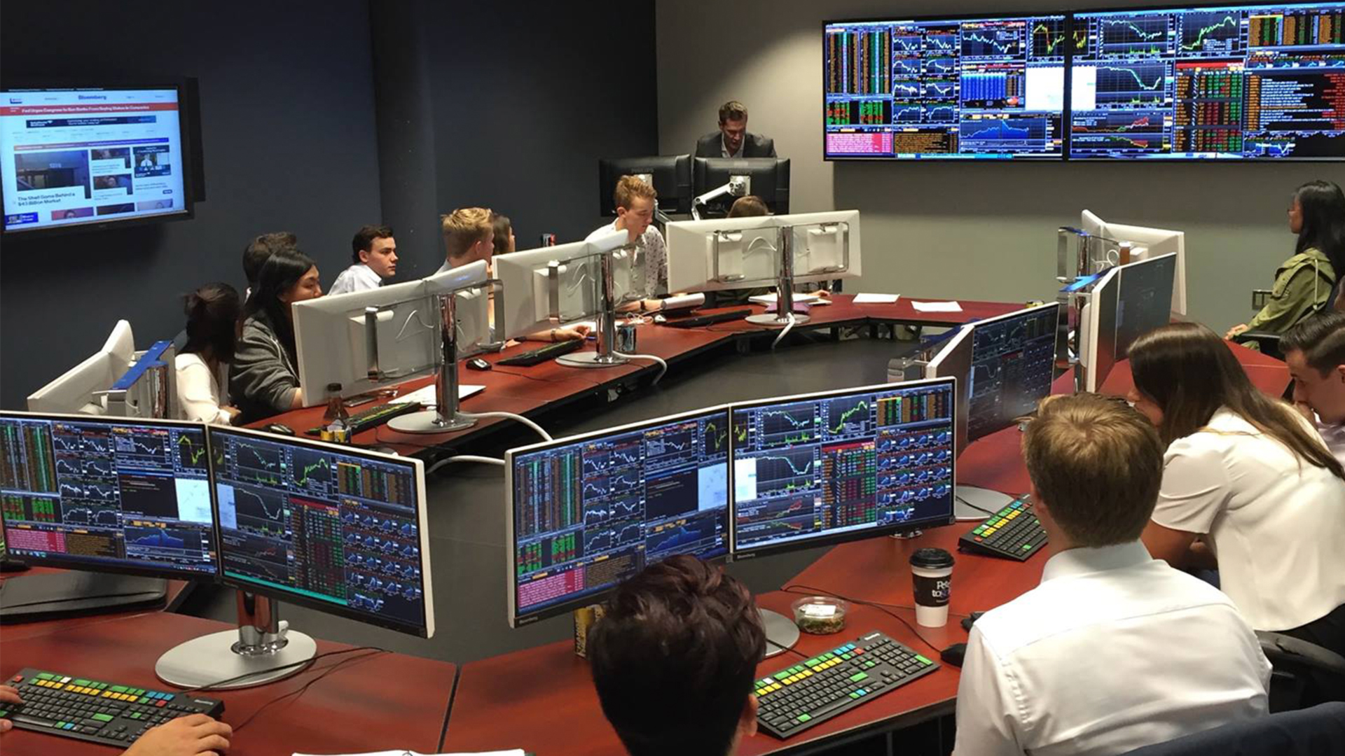 Students monitor the markets on Bloomberg Lab software at the Dalhousie Investment Society.