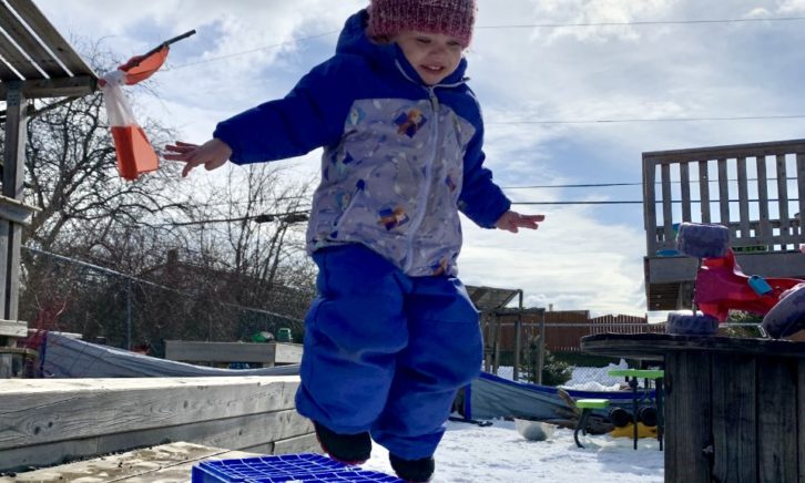 A student at Bright Side Early Learning Centre in Cole Harbour plays outdoors in the snow.  The province has agreed to give private daycare owners more time to consider their options on a new funding agreement.