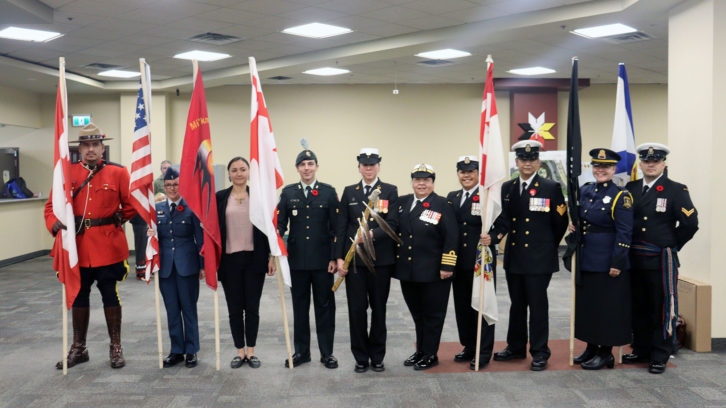 Indigenous veterans pose before a ceremony honouring Indigenous veterans on Tuesday in Halifax.