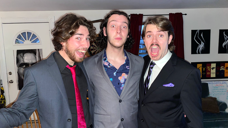 Shwing Entertainment team members Elijah Boulton (left), Lewis Coverdale (middle) and Connor Locke (right) celebrating their big win.