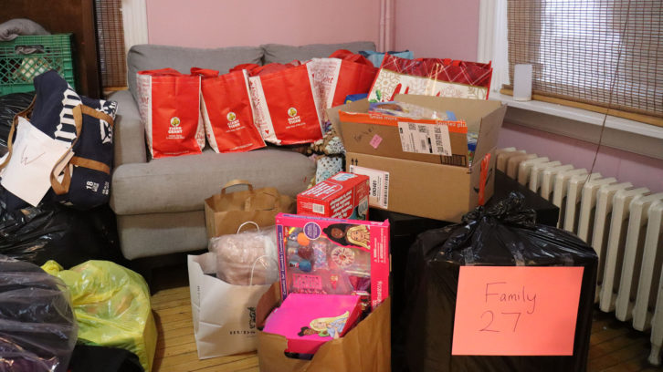 A pile of donations for the Black Power Hour Christmas drive  at Holly House in Dartmouth. 