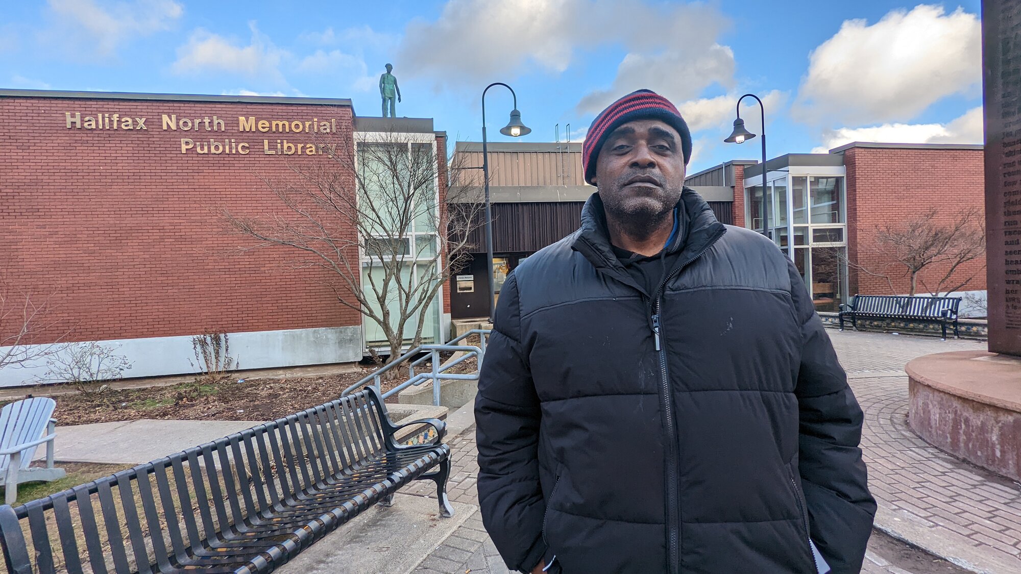 Vincent Moka is homeless and visits the Halifax North Memorial Library as a refuge from the cold. 