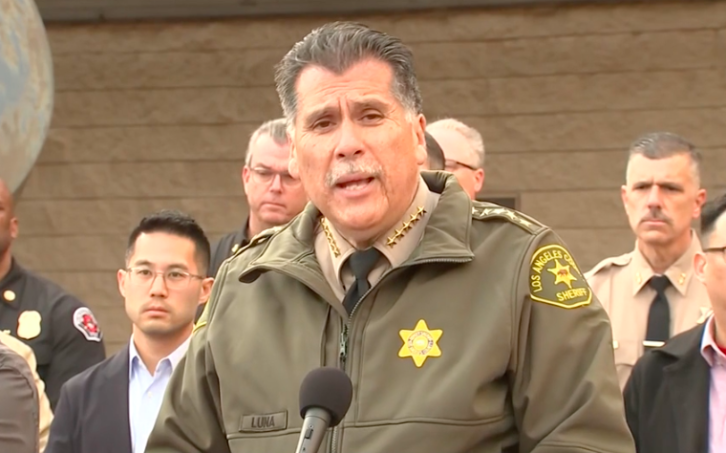 Los Angeles County Sheriff Robert Luna gives an update on the Monterey Park mass shooting during a press conference on Jan. 22. 
