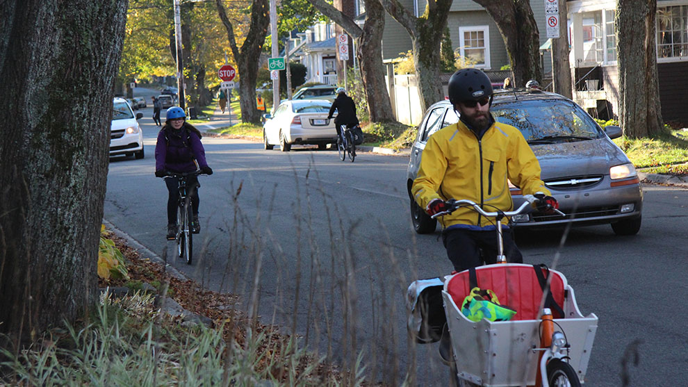 Cyclists on Vernon Street in Halifax.