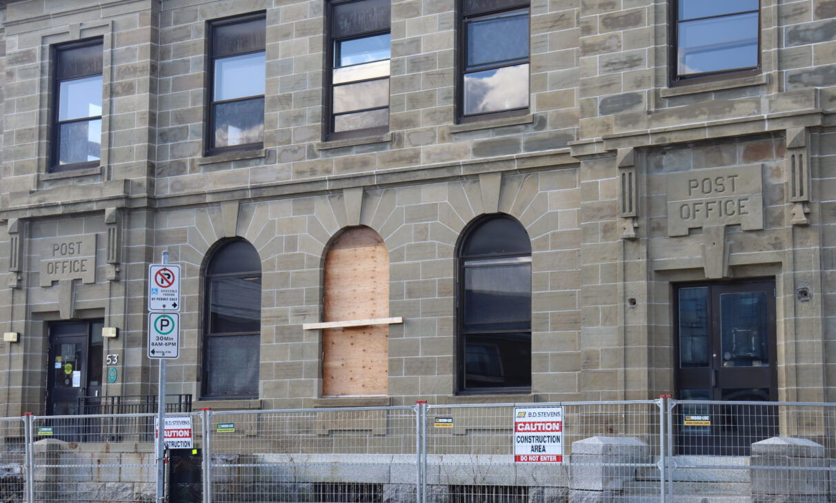 Former Dartmouth Post Office, coloured brown and under construction