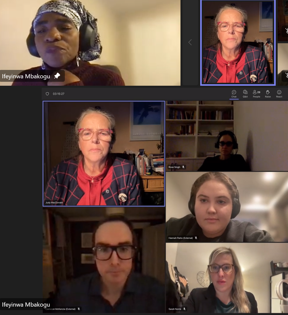People featured on a Microsoft Teams video call.