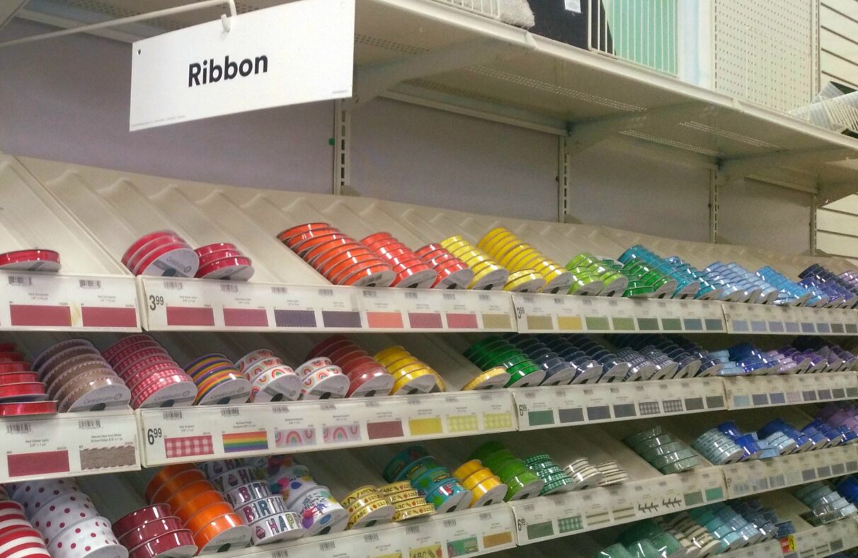 Stocked Ribbon collection at a DIY store