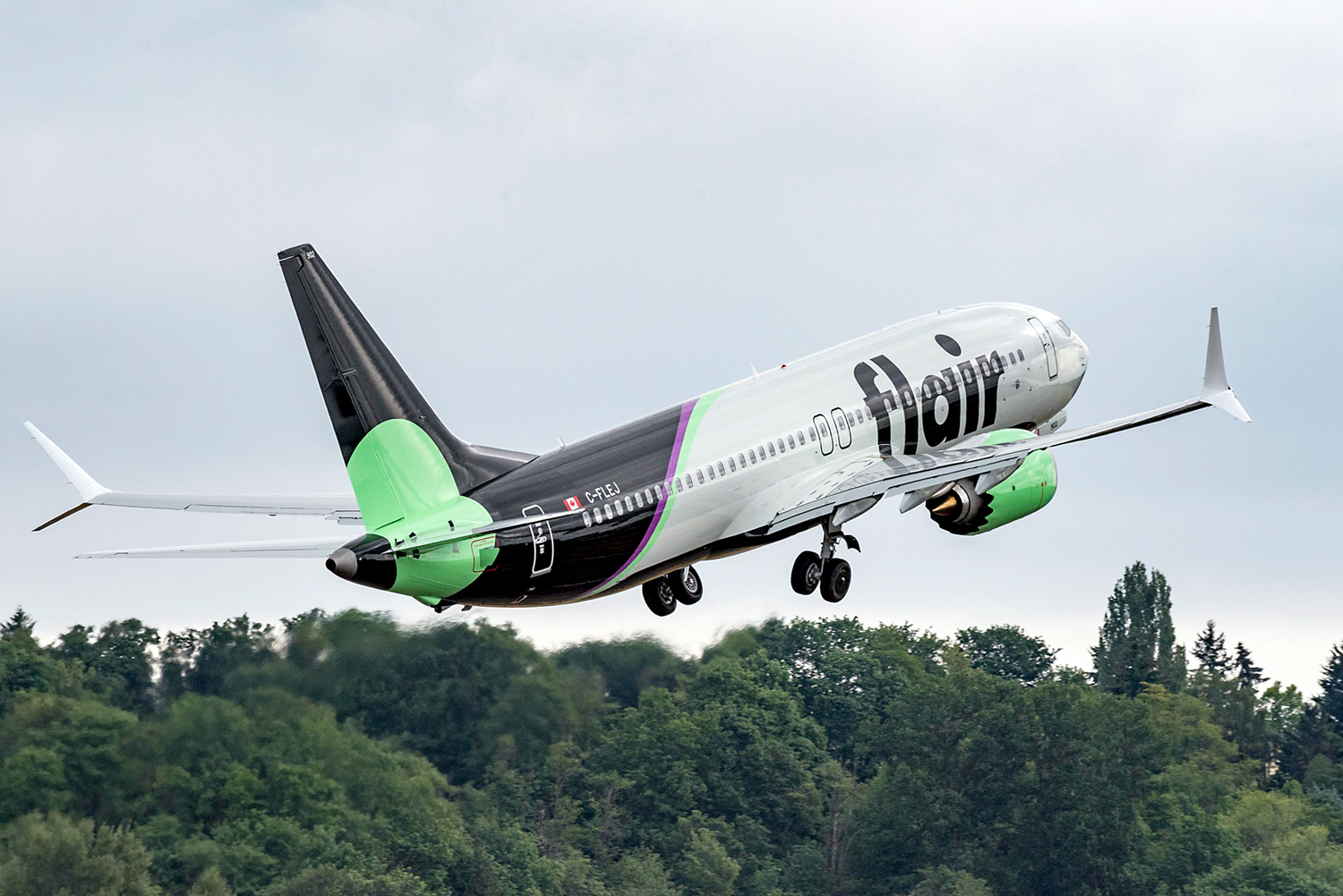 A passenger plane takes flight