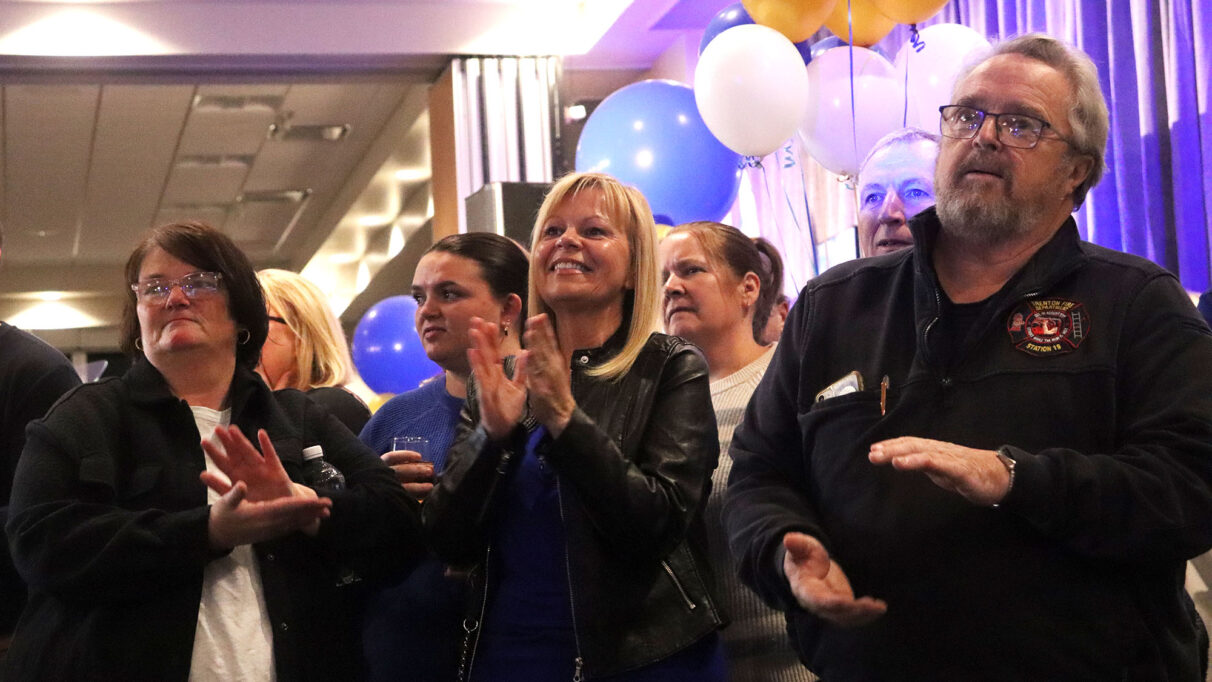 Progressive Conservative supporters clap at the Pictou East riding.