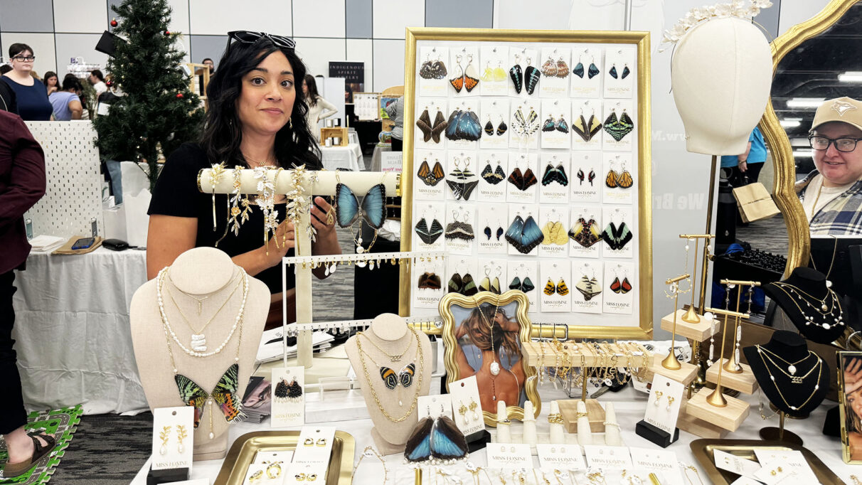 A woman surrounded by jewelries