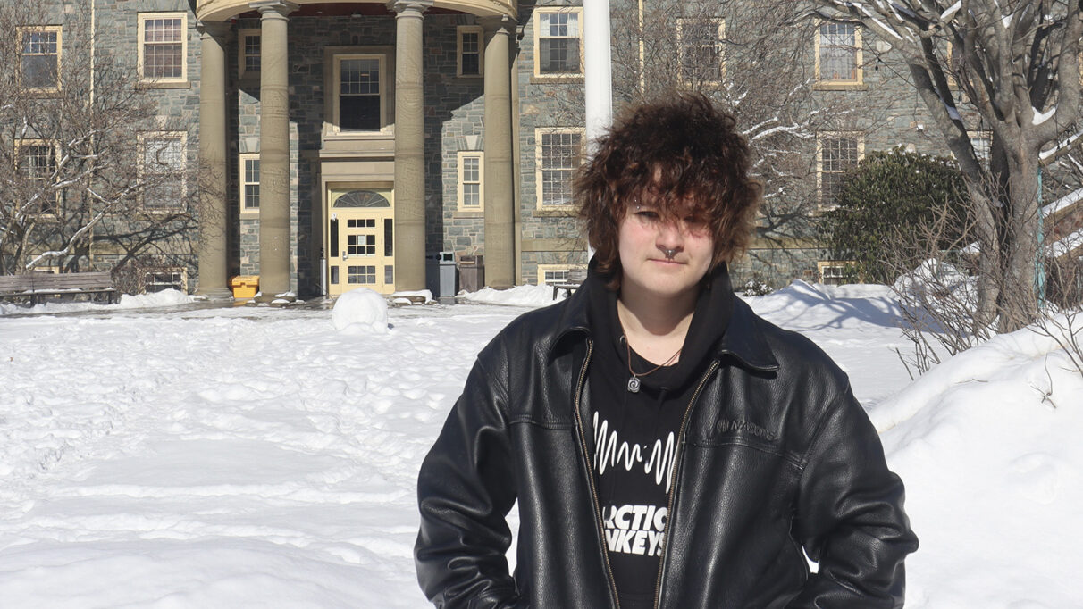 Percy Lalonde poses for a portrait at the University of King's College in Halifax on Feb 11, 2025. Lalonde is a member of the trans community.