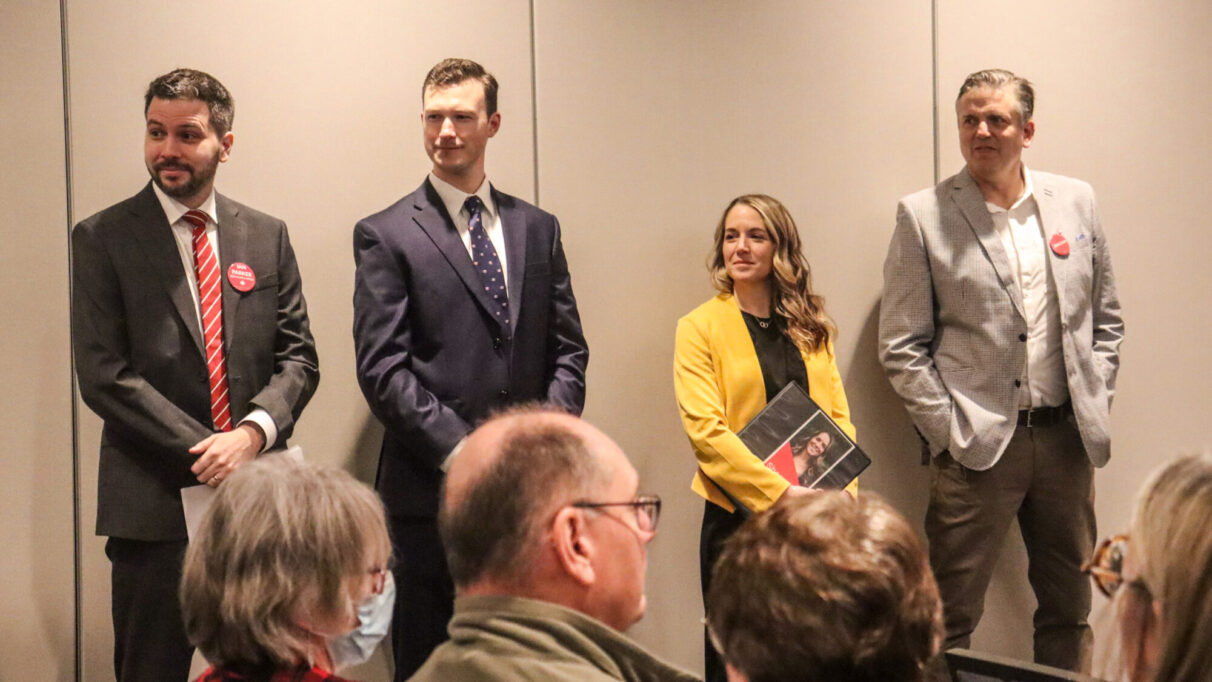 Miedema (centre-right) stands with Ian Parker (left), Paul Fone (centre-left) and Joachim Stroink (right)