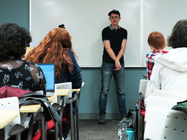 Luke Hathaway teaching a class.