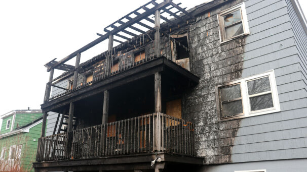 A burnt house.