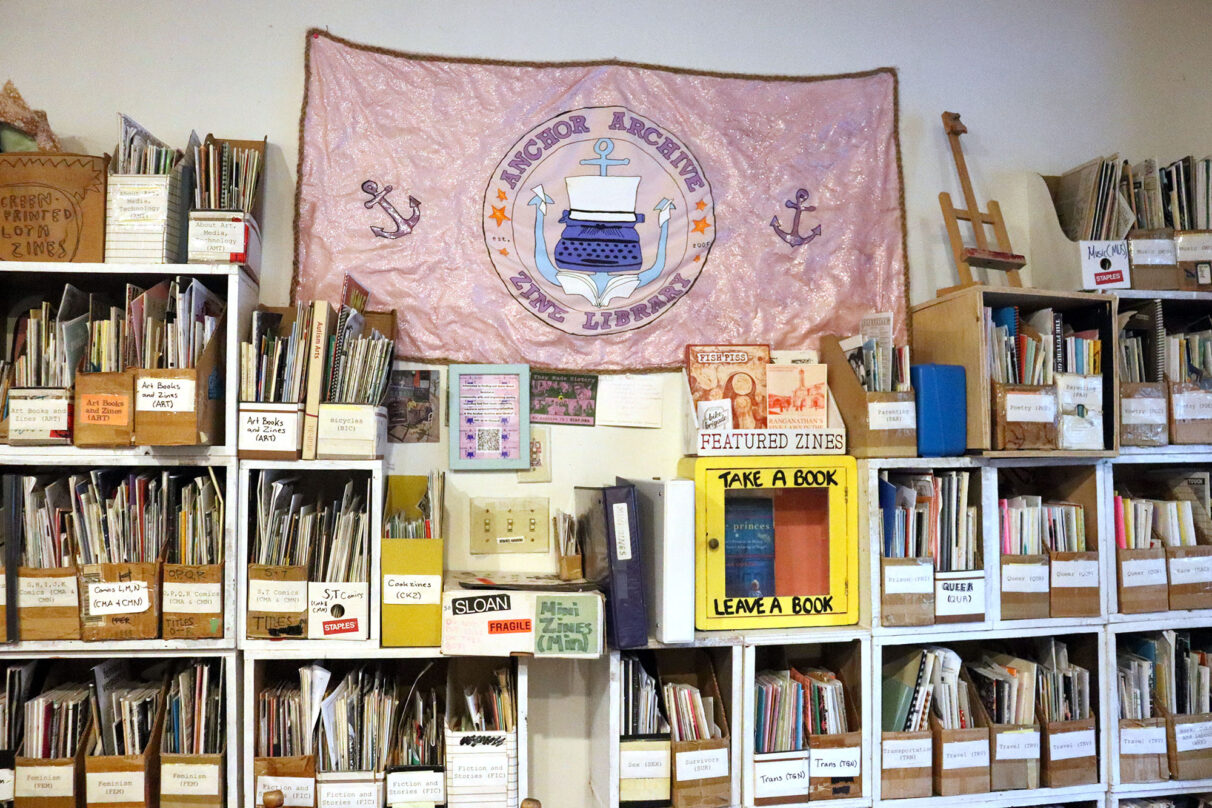 Zines are organized by theme in the Anchor Archive Zine Library on Gottingen Street in Halifax.