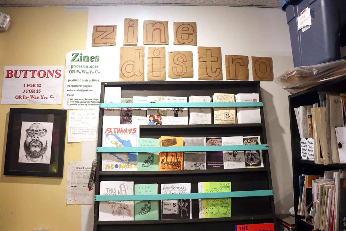Zines for sale are on display in the Anchor Archive Zine Library on Gottingen Street in Halifax, Nova Scotia on September 22, 2025. The zines have prices on them or a “pay what you can” system is also in place.
