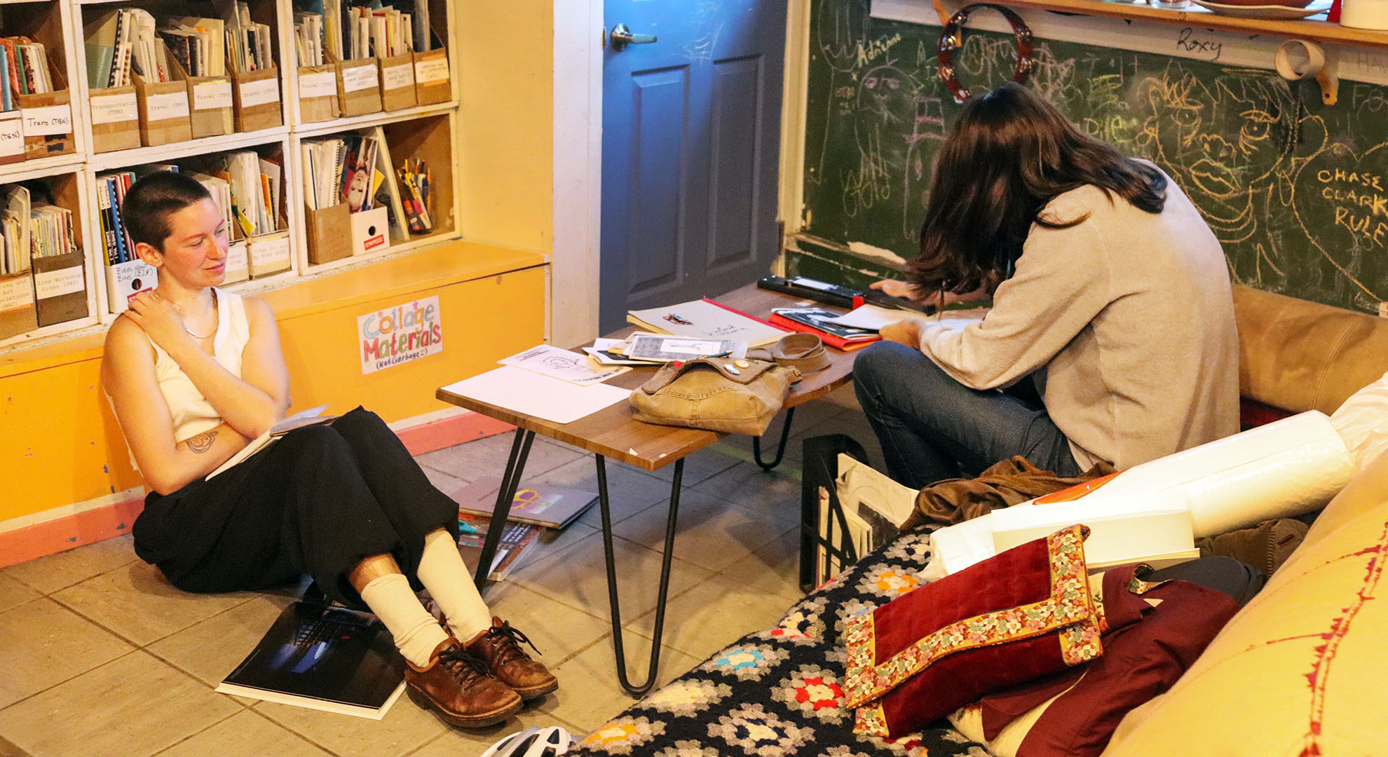 Zine-makers work on their projects at the Anchor Archive Zine Library