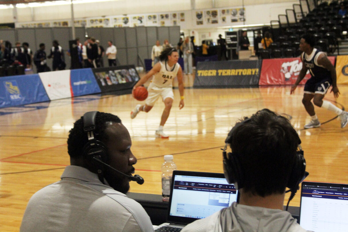 Vince Williams, Sportscaster in Atlantic Canada doing play by play commentary at the  The Shoveller Memorial Basketball Tournament in Halifax, N.S. on Oct. 5, 2025.