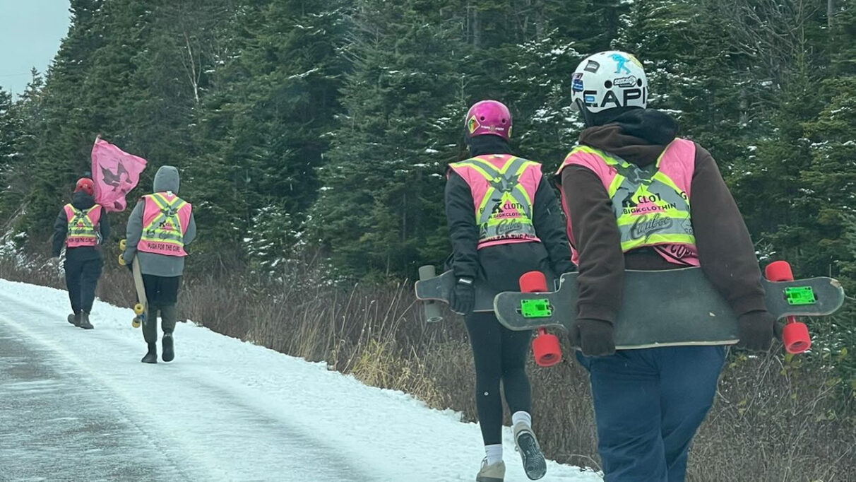 Fundraiser participants walking a section of the push
