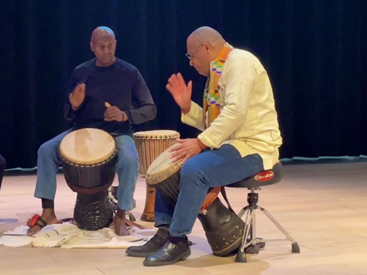 Drummer From Home in rhythm performing at Paul O’Regan Hall in Halifax, Nova Scotia