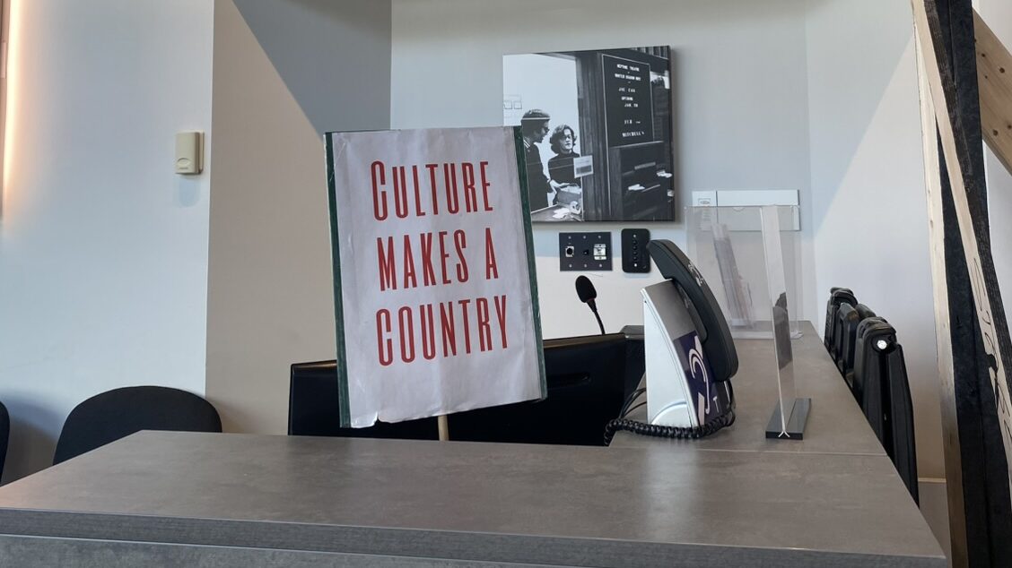 Poster used at a protest held on March 3 against the arts and culture budget cuts