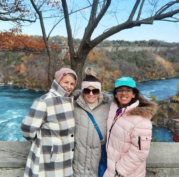 Judy, Lisa and Tahlia during a day trip to Niagara Falls in April 2021, while Tahlia was recovering from a transplant before returning home to Nova Scotia.