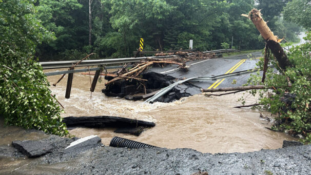 Washed out bridges in Ellershouse NS after the 2023 floods.